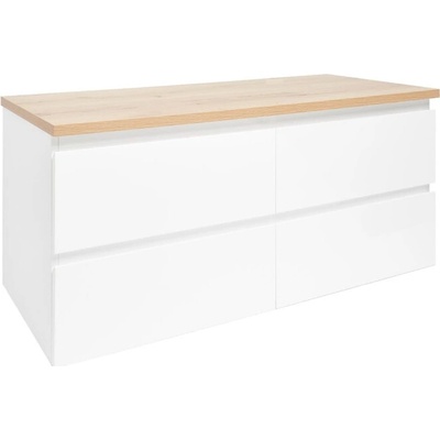 SAT Koupelnová skříňka s deskou B-Way bílá lesk BWAY2120WDOAK