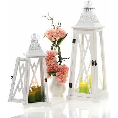 Drevený lampáš MSL2047WHITE - 74 cm