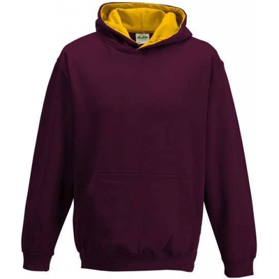 Just Hoods dětská mikina s kapucí Varsity burgundská vínová zlatá