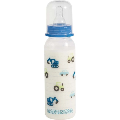 Baby-Nova Стандартно пластмасово шише Baby Nova - 250 ml, колички (47000)