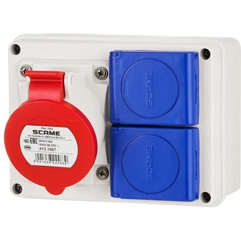 SCAME Табло сглобено с индустриални контакти, стенен монтаж, серия ADAPTO 1х 3P+N+E 16A и 2х Шуко - 625.1000-004 (625.1000-004)
