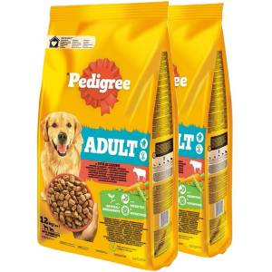 PEDIGREE Adult с телешко и зеленчуци 2 x 12 кг