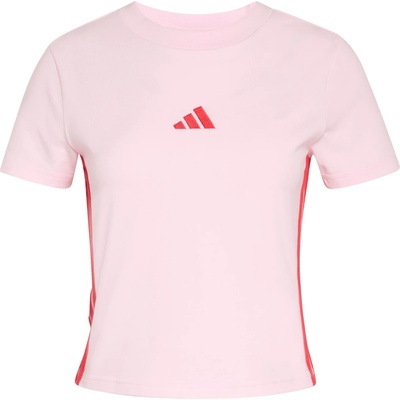 adidas Дамска тениска adidas Women's 3-Stripes SJ Baby Tee T-shirt - Clear Pink / Pure Ruby (916-6782-0113)