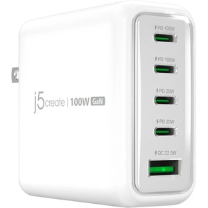 j5create Зарядно JUP53100 100W GaN, 5 порта, USB-C, USB-A (JUP53100EF-N)