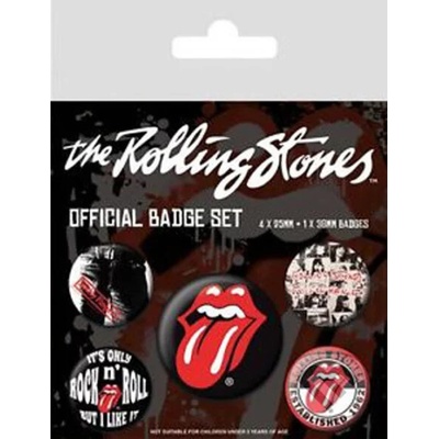 CurePink placky The Rolling Stones 5 kusů 2,5 cm 3,8 cm – Zbozi.Blesk.cz