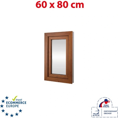 OKNA HNED plastové okno 60x80 cm otevíravé i sklopné levé, zlatý dub/bílá Trocal