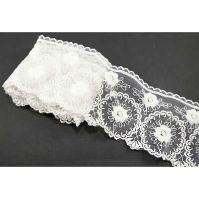 Polyesterová vyšívaná čipka - smotanová - šírka 8 cm