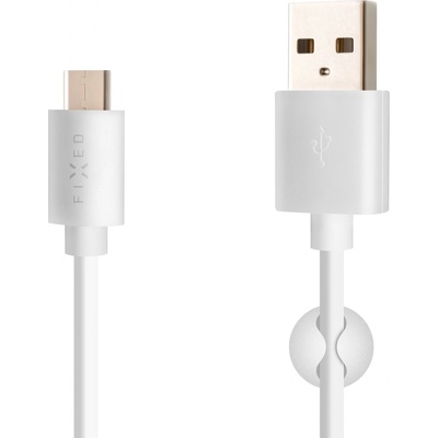 Dlouhý datový a nabíjecí kabel FIXED s konektory USB/USB-C, USB 2.0, 2 metry, bílý