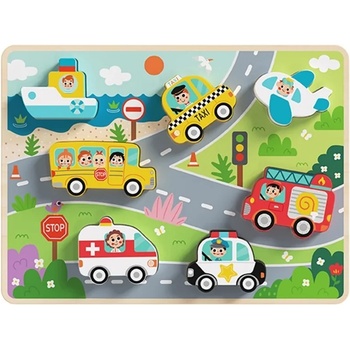 Tooky Toy Дървен 3D пъзел Tooky toy - Транспортни средства (TH634)