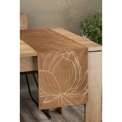 Elegantný zamatový behúň na stôl BLINK 12 hnedý Rozmer behúňa (šírka x dĺžka): 35x140cm