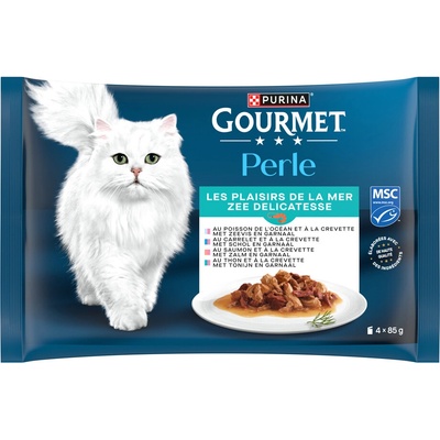 Gourmet Perle kapsičky mořská ryba, kreveta, platýs, losos, tuňák 4 x 85 g