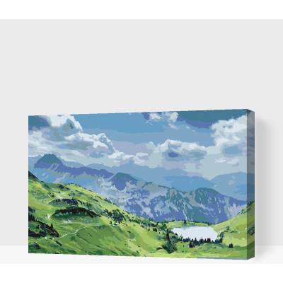 Vymalujsisam.cz Malování podle čísel Oberstdorf Alpy Velikost 40 x 60 cm Rámování Na kartonové desce