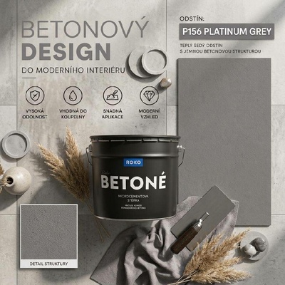Rokospol Roko Betoné dekorativní stěrka P156 Platinum Grey 7 kg