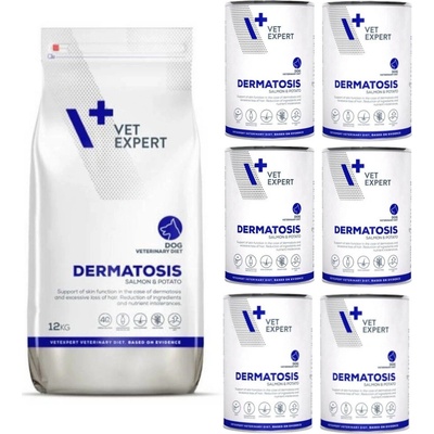 VetExpert Veterinary Diet 4T Dermatosis Dog Salmon Potato 12 kg
