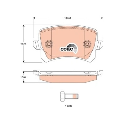 TRW Sada brzdových platničiek kotúčovej brzdy GDB1763