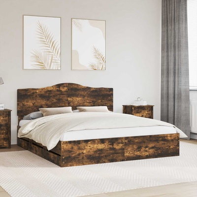 vidaXL Рамка за легло Димян дъб 180 x 200 cm Инженерна дървесина (3413391)