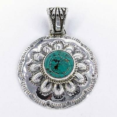 Zlato-Minerály Stříbrný přívěsek tyrkys přírodní pravý SP05894ss