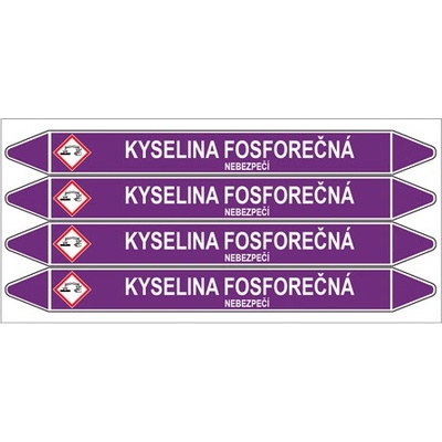 Značení potrubí, kyselina fosforečná,4 ks, 250 × 26 mm PZ 007069