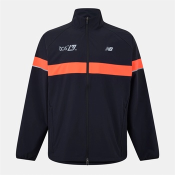 Image 1 of New Balance Яке New Balance Men's Marathon Weather-Resistant Moisture-Wicking Performance Running Jacket - Black/Red