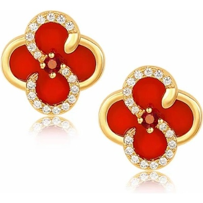Swarovski e. dámske červené náušnice Scarlet Fortune, štvorlítok see3907