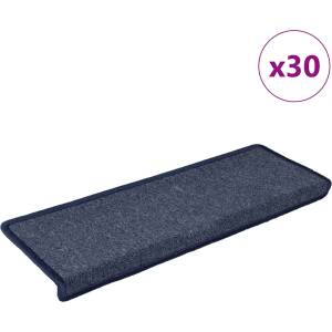 vidaXL Изтривалки за стълби, 30 бр. , 65x21x4 см, тъмносиви и сини, правоъгълни, кант (3365775)