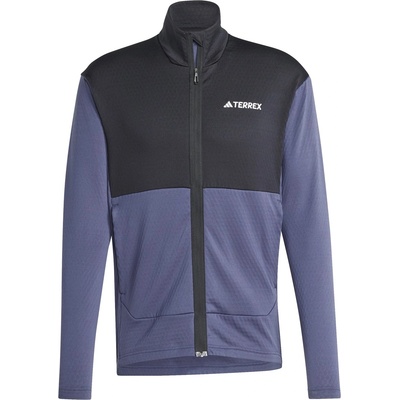 adidas Поларено яке Adidas Men's Terrex Fleece Long Sleeve Slim Fit Performance Running Jacket - Navy/Black