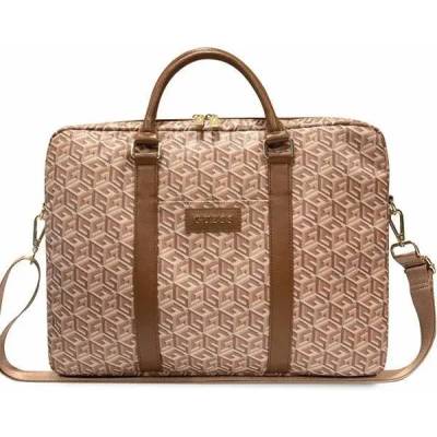 GUESS Чанта за лаптоп Guess GUCB15HGCFSEW 16", кафява / кафява, GCube Stripes (GUE002884-0)
