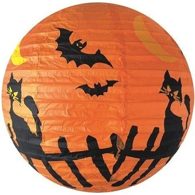 Lampion kočka s netopýry na zavěšení 35 cm