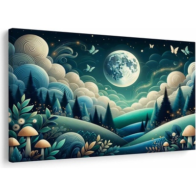 Obraz lesní krajina pod hvězdami - 60x40