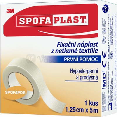 3M SpofaPlast č.731 Fixačná náplasť z netkanej textílie na cievke 1,25 cm x 5 m 1 cievková náplasť