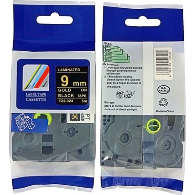 Label Brother TZ-324 - kompatibilná páska - 9mm, podklad: čierny/písmo zlaté - laminovaná