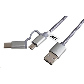 iGET G2V1 USB Micro USB/ USB - C dlouhý pro veškeré mobilní telefony, včetně odolných