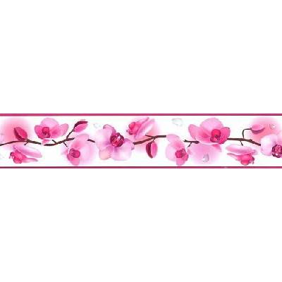 IMPOL TRADE D 58-030-3 Samolepící bordura květy orchidejí růžové, rozměr 5 m x 5,8 cm