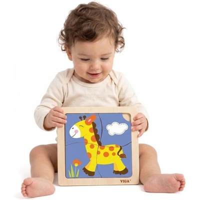 Viga puzzle 4 dílky žirafa