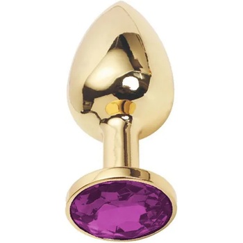 Image 1 of Sensual Метално дилдо Butt Plug "GOLD CRYSTAL PURPLE" 7 см. Размер - S