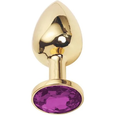 Sensual Метално дилдо Butt Plug "GOLD CRYSTAL PURPLE" 7 см. Размер - S
