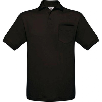 B&C Safran Pocket Piqué polo s náprsní kapsou černá