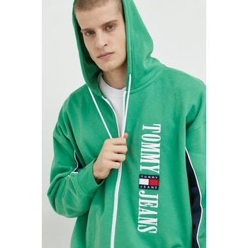 Tommy Hilfiger Суичър Tommy Jeans в зелено с качулка с апликация (DM0DM16374.PPYX)