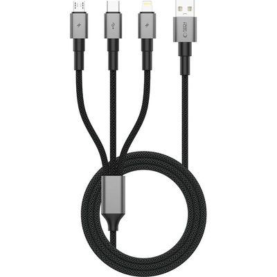 Tech-Protect ultraboost dna 3in1 lightning & type-c & micro-usb cable 3a 120cm iron grey (5906302330294)