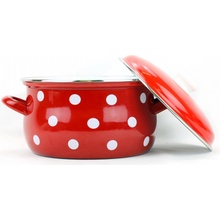 BELIS Smaltovaný hrnec s poklicí 16 cm 2 l PUNTÍK červený 51216-534DACD5