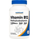 Nutricost Витамин B12 (метилкобаламин) - За енергия и концентрация, 1000 g, 240 капсули (67213 (499101) NC)