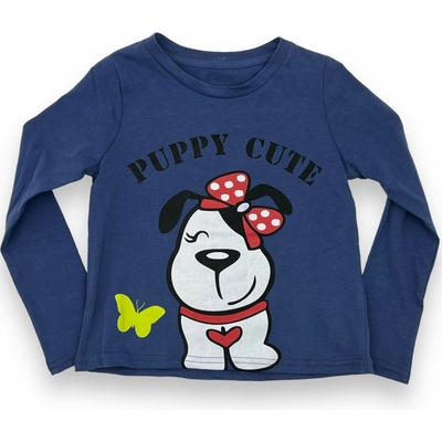 Dievčenské tričká s dlhým rukávom Puppy modrá