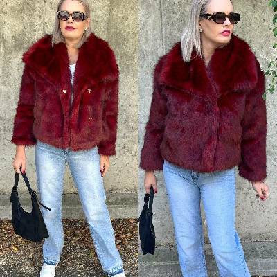 Glam kožich burgundy červený