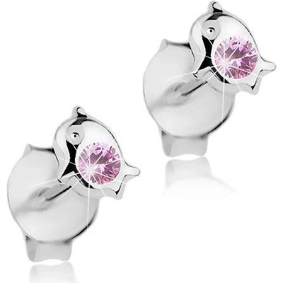 Šperky eshop malý lesklý delfín světle růžový krystal Swarovski I37.17
