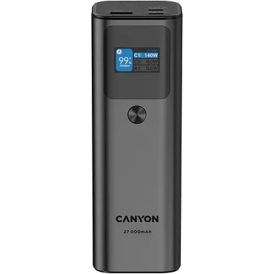 CANYON PB-2010, allowed for air travel power bank 27000mAh/97.2Wh Li-poly battery, in/out: 2xUSB-C PD3.1 140W, out: USB-A QC 3.0 22.5W, TFT display, (CNE-CPB2010DG)
