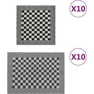 vidaXL Комплект кърпи от 20 части, черен и бял, памук (136292)