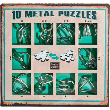 Eureka Комплект метални логически пъзели Eureka - 10 Metal Puzzles Set, зелен (473357)