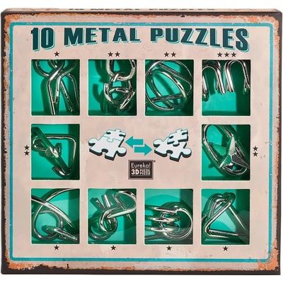 Eureka Комплект метални логически пъзели Eureka - 10 Metal Puzzles Set, зелен (473357)