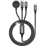 Awei Кабел за зареждане 3в1 Type-C - Type-C/lightning, 120 см, черен W23_BLACK (W23_BLACK)
