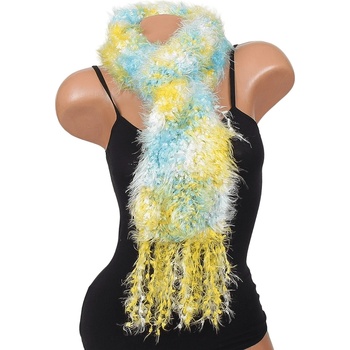 Image 1 of Плетен зимен шал в жълто, синьо и бяло